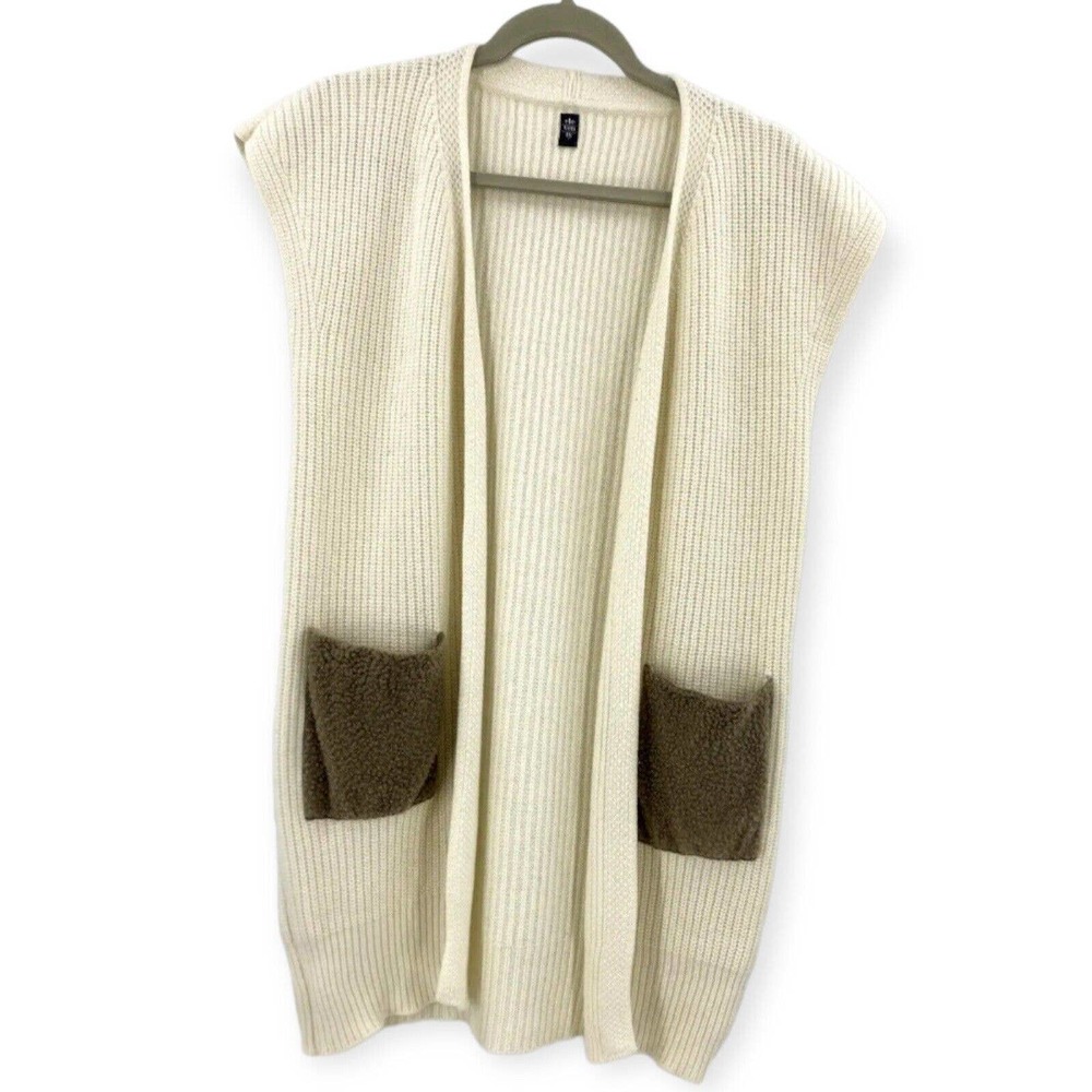 Eleventy Cardigan Vest Wool Cashmere Ivory Sleeveless Shrug Womens Small